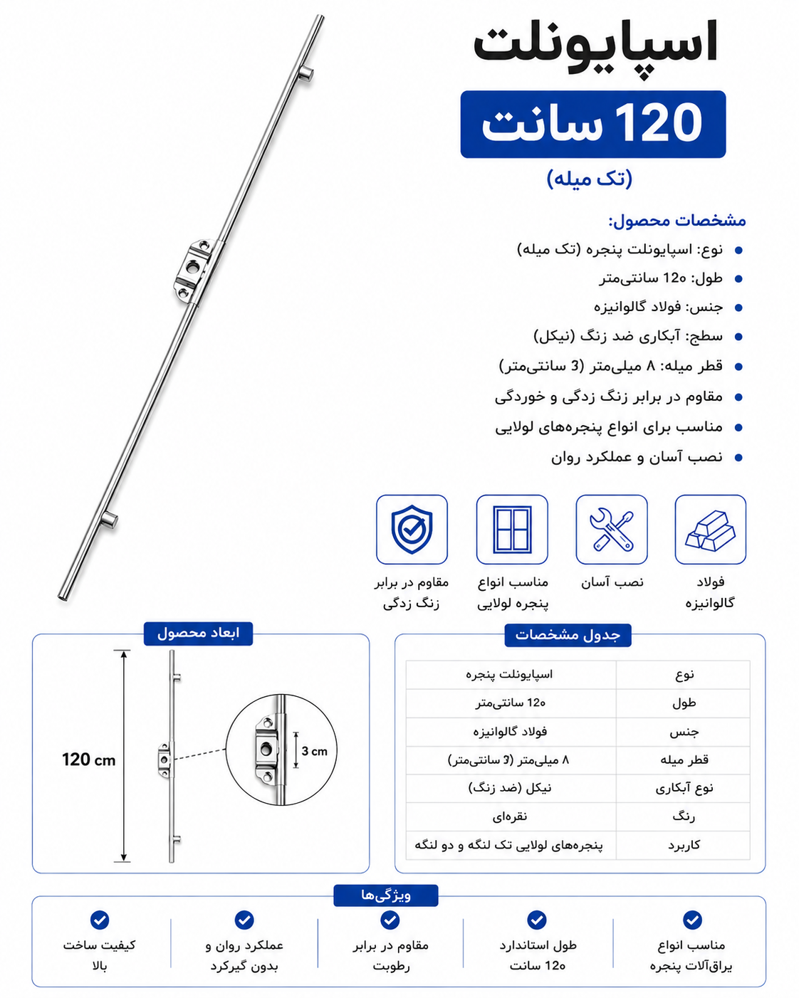 اسپانیولت ۱۲۰ سانت PVC