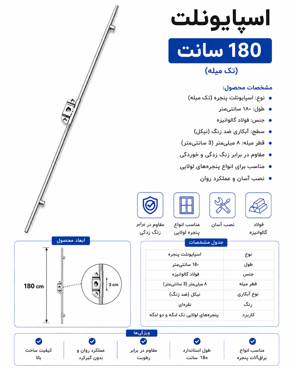 اسپانیولت ۱۸۰ سانت PVC